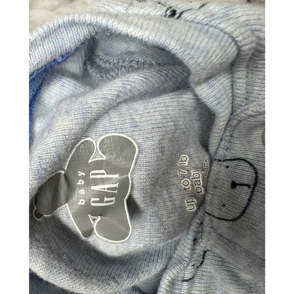 Baby Gap Preemie One Piece Footed Up To 7 Lbs Blue Bear Zip Up - Picture 3 of 3